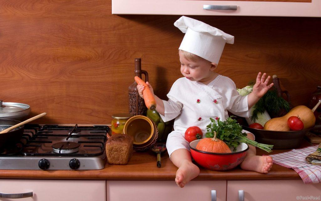 child-cook-kitchen-stove-bread-vegetables-pumpkin-tomato-carrot-parsley-rebnok-povar-kuxnya-plita-xleb-ovoshhi-tykva-pomidor-morkov-petrushka