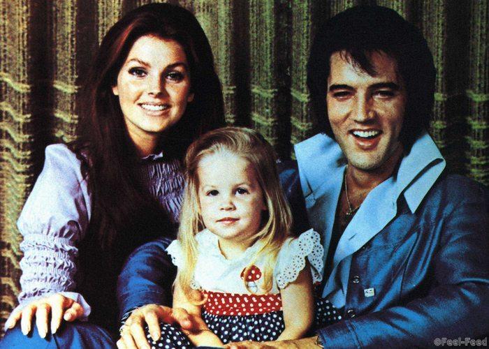 Elvis Presley is shown on this 70's picture with his wife Priscilla and her daughter, Lisa Marie. USA - 70's. *** Local Caption *** 00308928