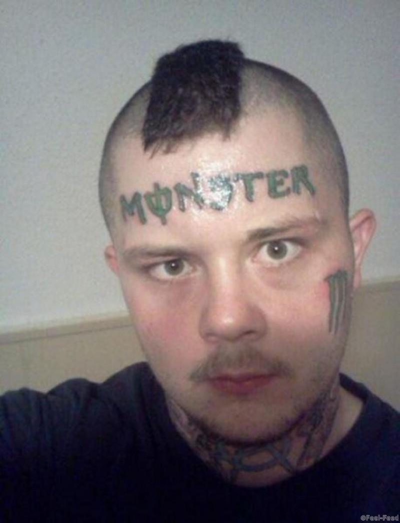 odd-green-letter-word-quote-tattoo-on-forehead