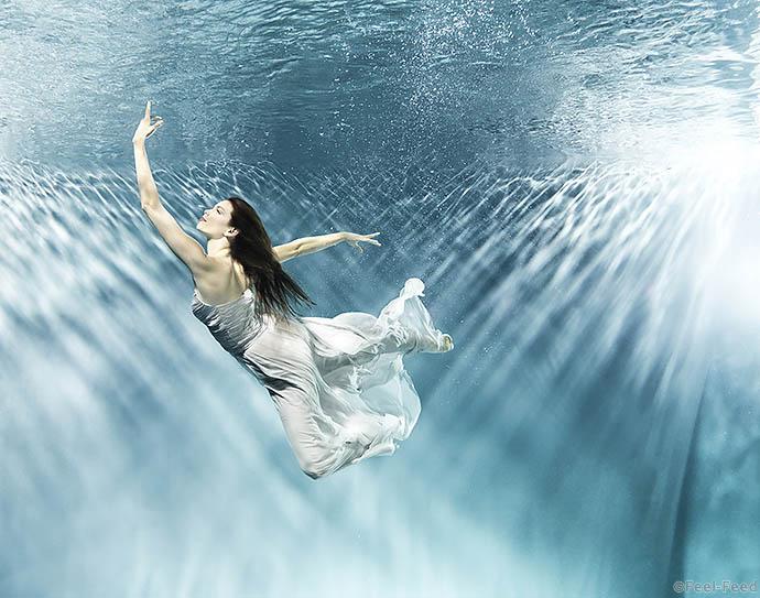Female dancer under water